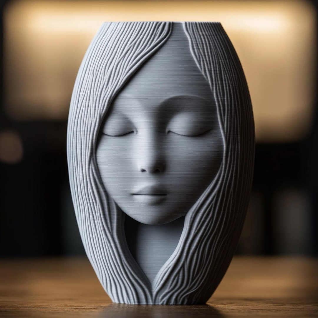 Vază sculpturală cu chip feminin Vază sculpturală cu chip feminin - imagine 1